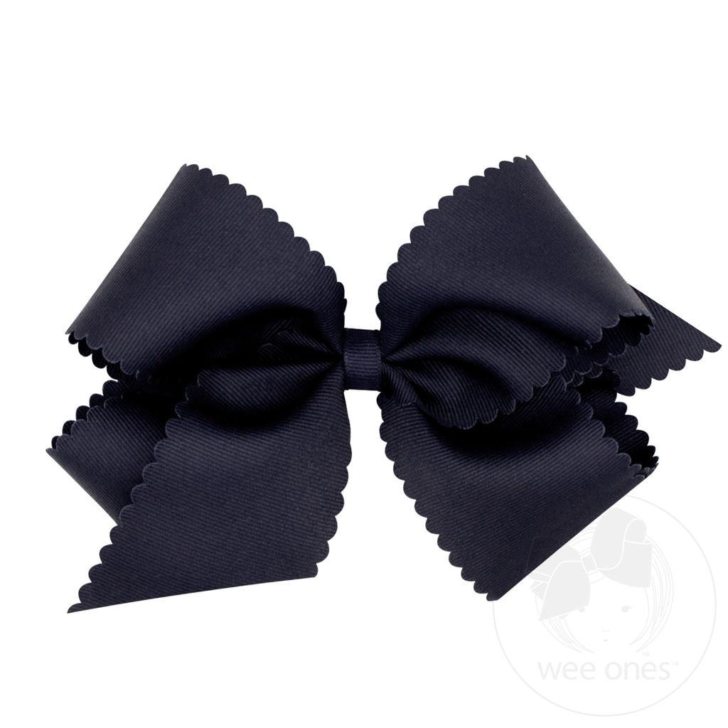 Medium Grosgrain Hair Bow with Scalloped Edge