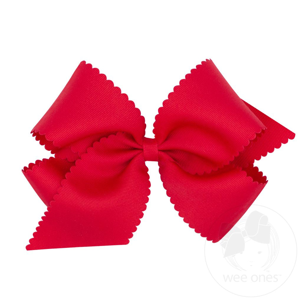 Medium Grosgrain Hair Bow with Scalloped Edge