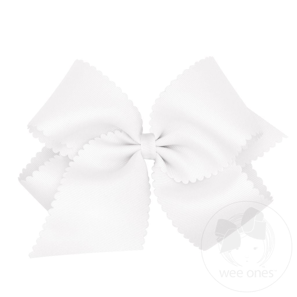 Medium Grosgrain Hair Bow with Scalloped Edge