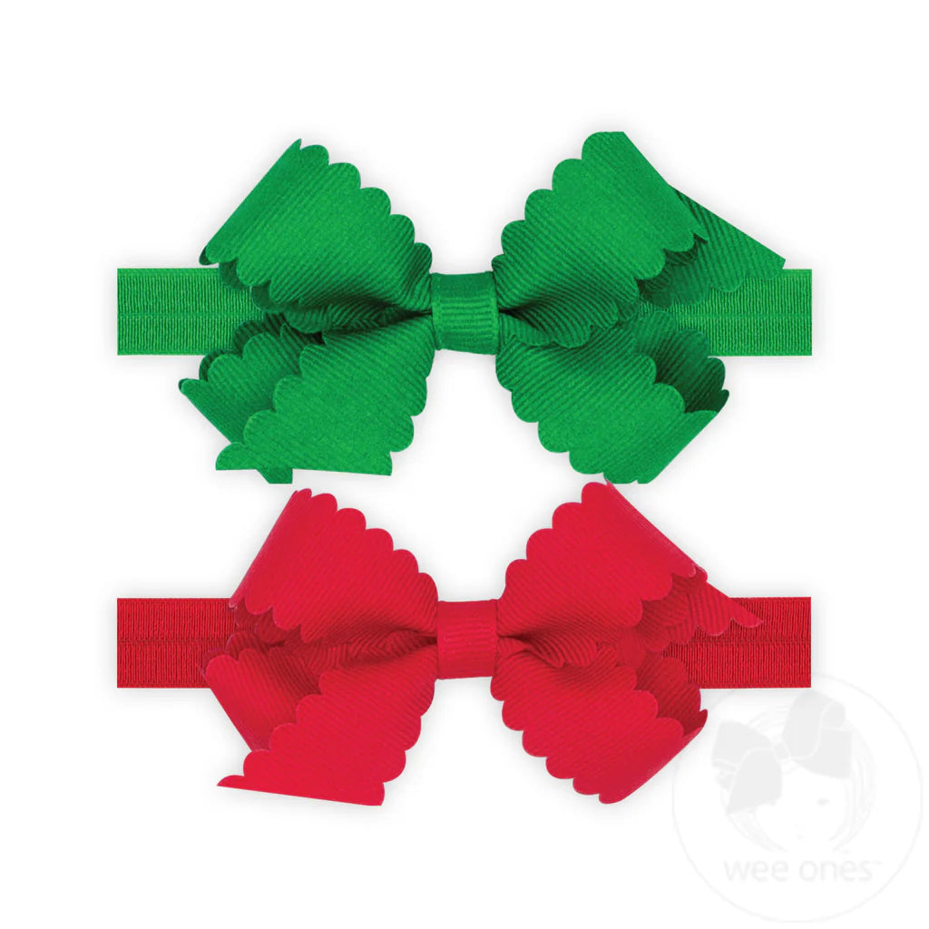 Two Mini Scallop Bows With Bands
