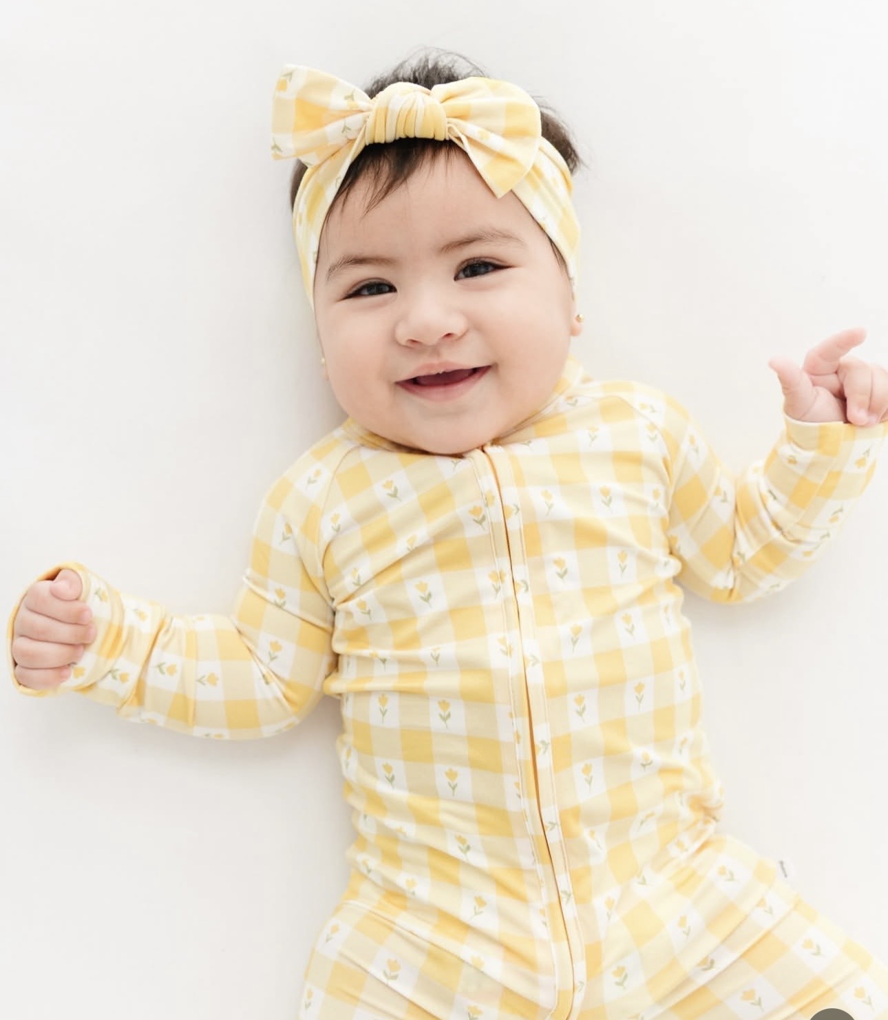 Yellow Gingham Tulip Zip Romper