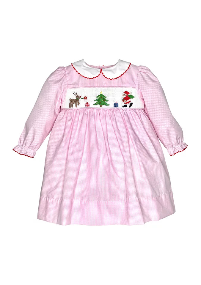Smocked Christmas Dress-Pink