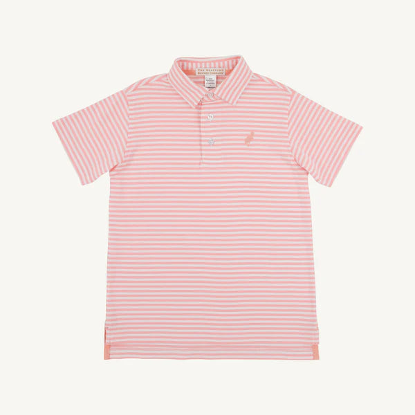 Prim & Proper Polo - Sanibel Salmon Stripe