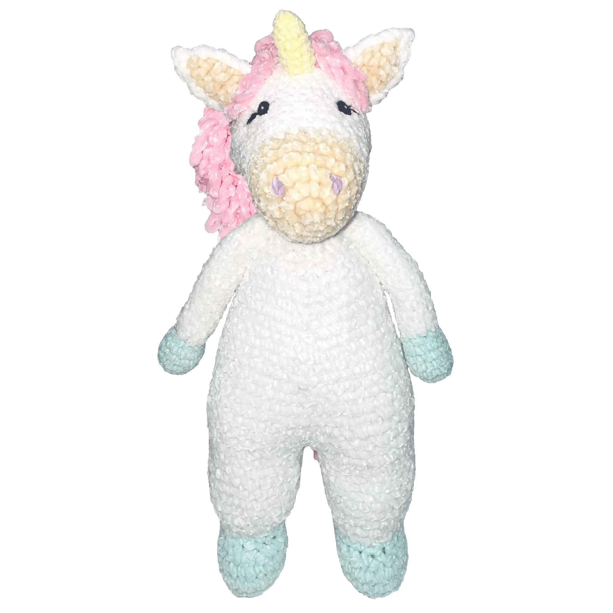 Taffy the Unicorn Chenille Crochet Doll 12"