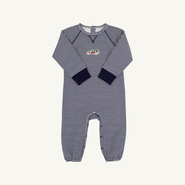 Cassidy Comfy Crewneck Romper - Nantucket Navy Stripe