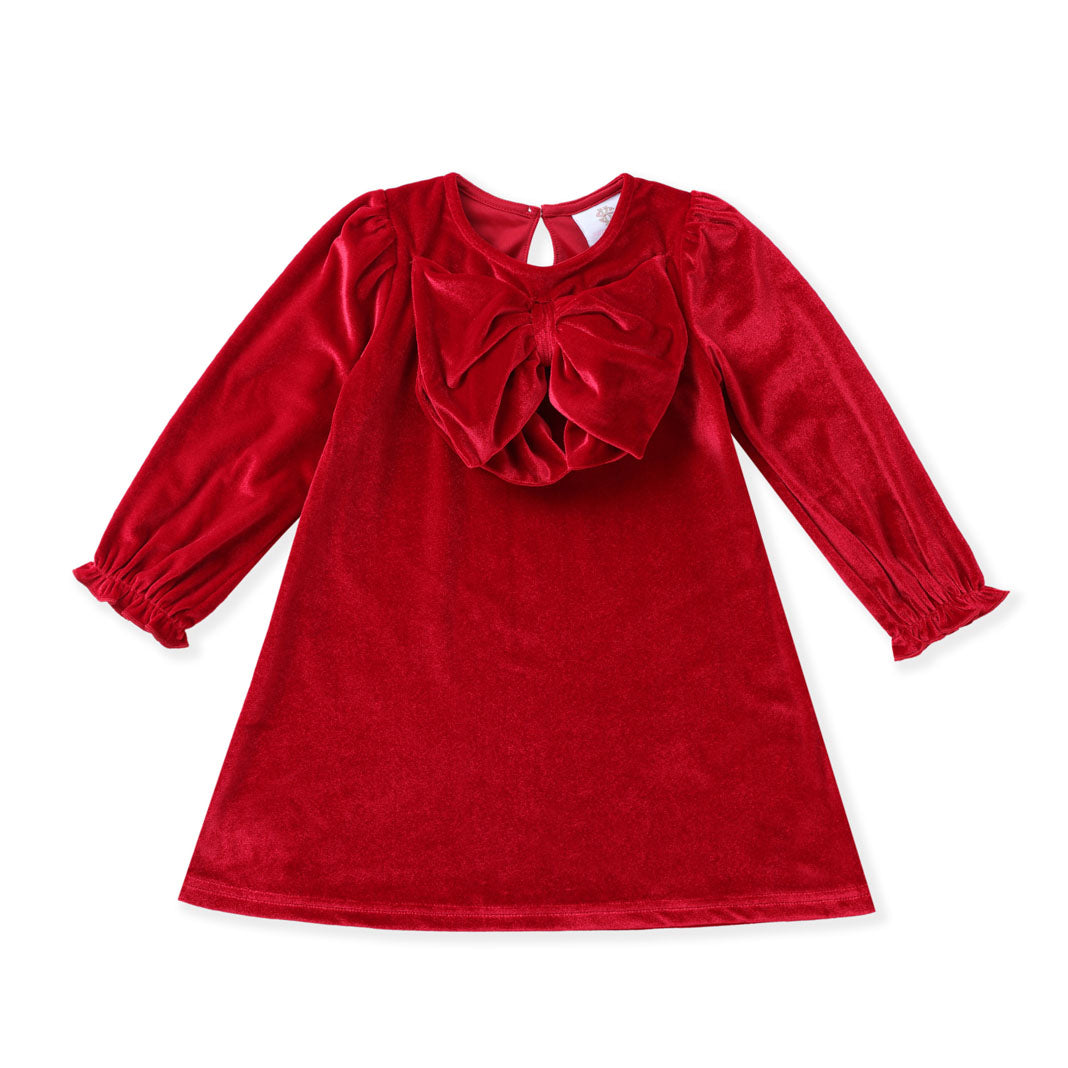 Velveteen Red Velvet Bow Dress