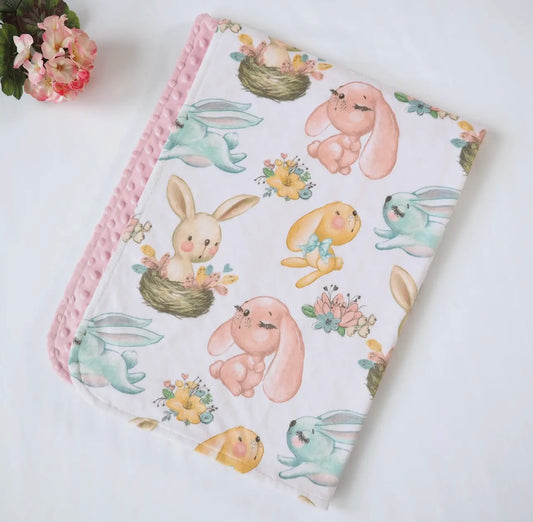 Baby and Toddler Minky Blanket- Bunnies