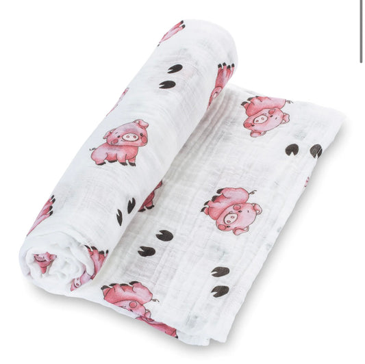 LollyBanks- Oink Oink Muslin Swaddle