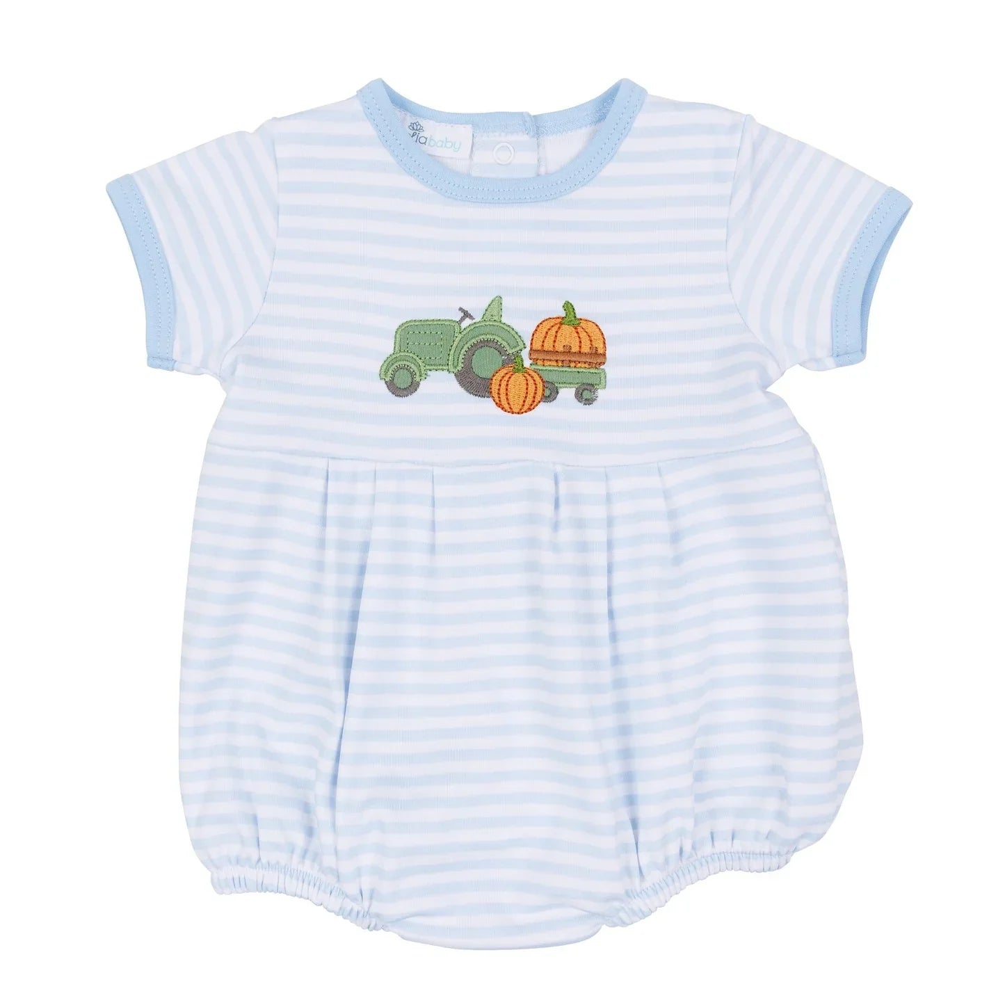 Pumpkin Tractor Applique Blue Bubble
