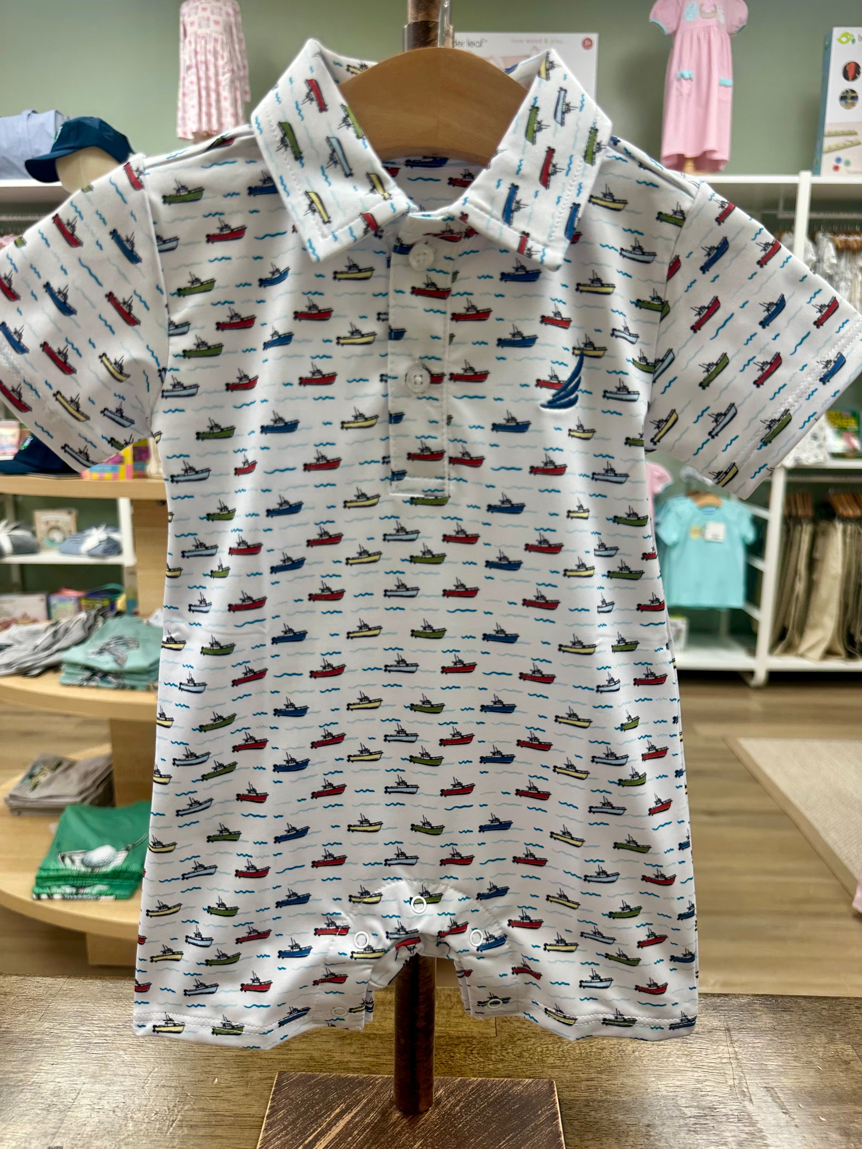 Banks-Performance Boat Print Polo Romper
