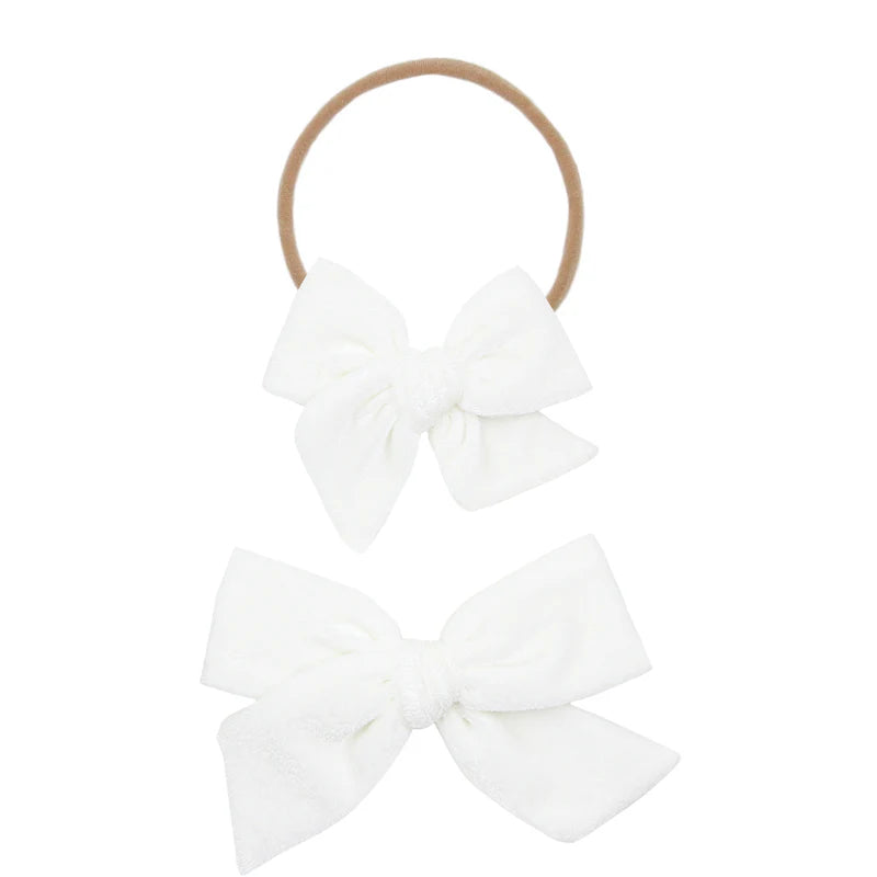 Velvet-Ivory Bow Headband