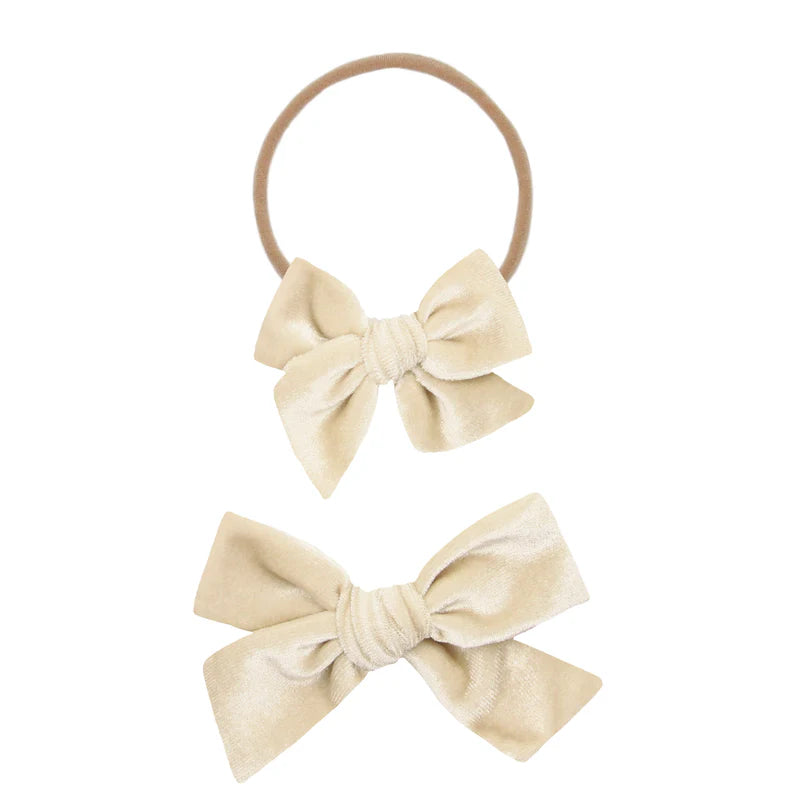 Velvet-Latte Bow Headband