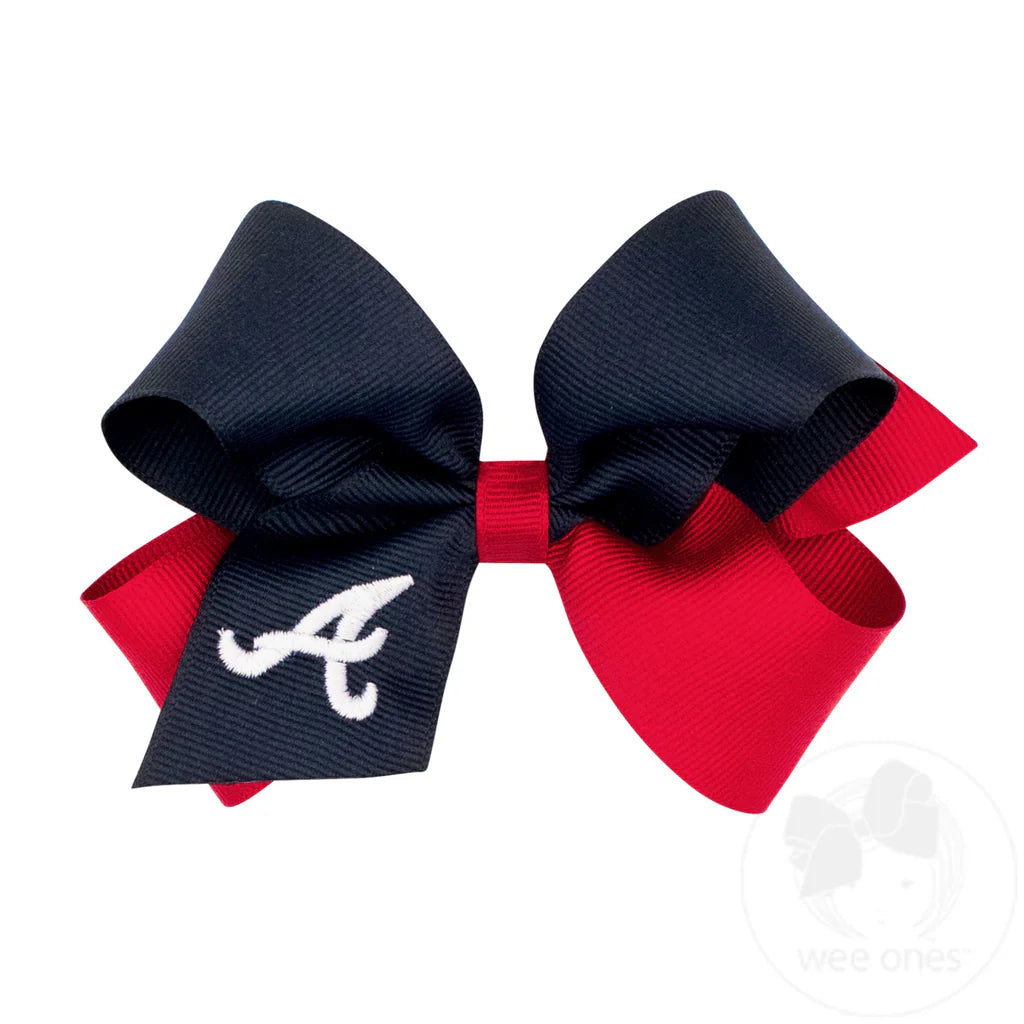 Medium Atlanta Braves Two-Tone Embroidered Hair Bow