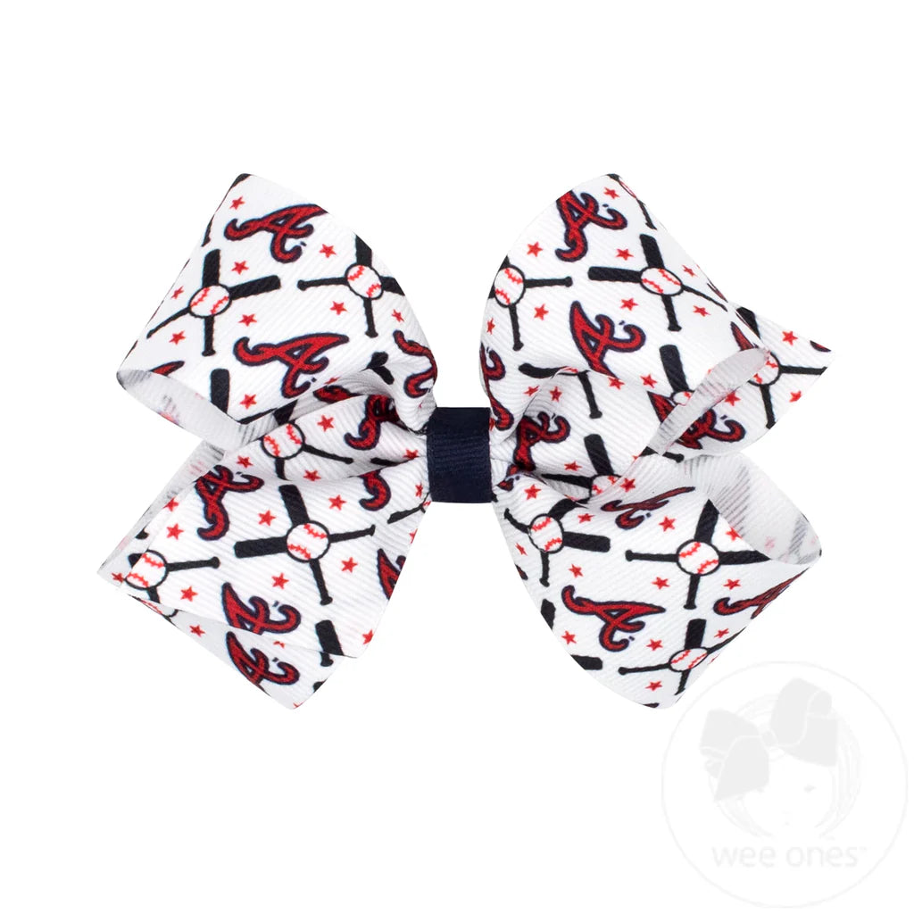 Medium Atlanta Braves Logo Print Grosgrain Hair Bow