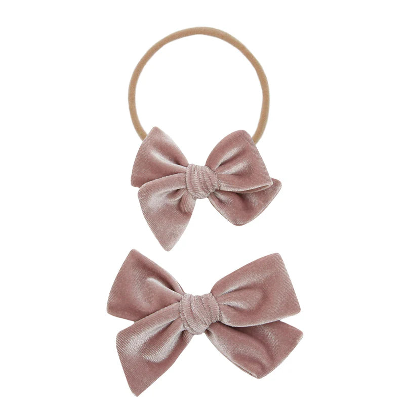 Velvet-Mauve Bow Headband