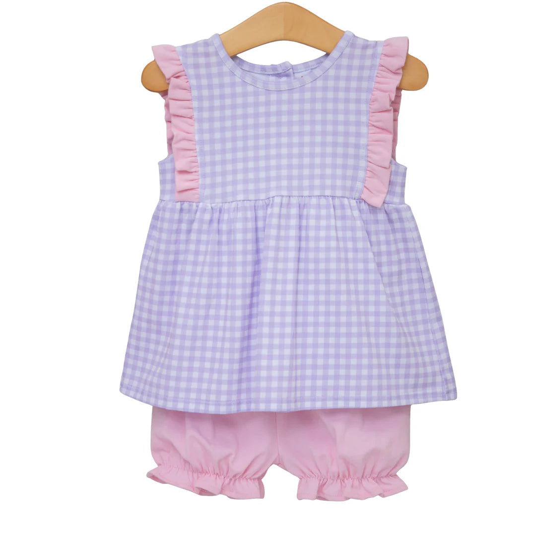 Evie Bloomer Set- Lavender Gingham w/ Light Pink