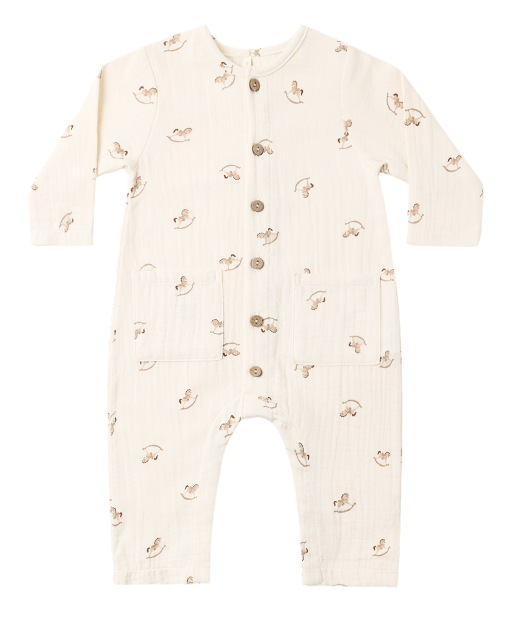 Pocketed Woven Jumpsuit Rocking Horse