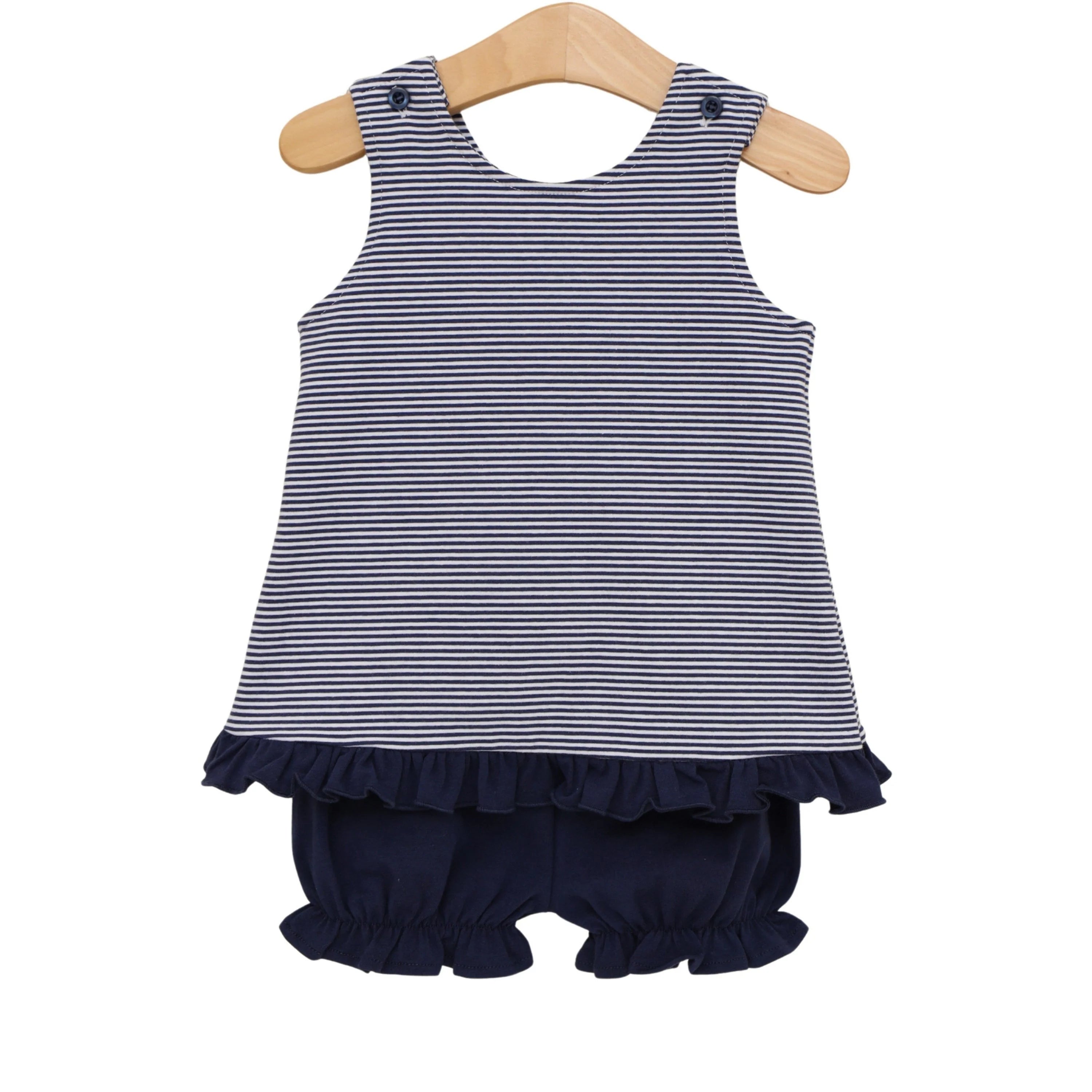 Let's Cheer! Swing Back Bloomer Set- Navy Stripe