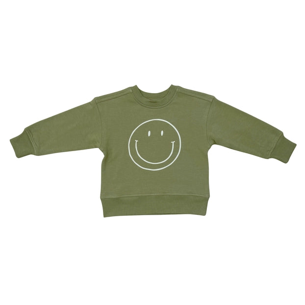 Boxy Sweatshirt - Smile in Deep Olive