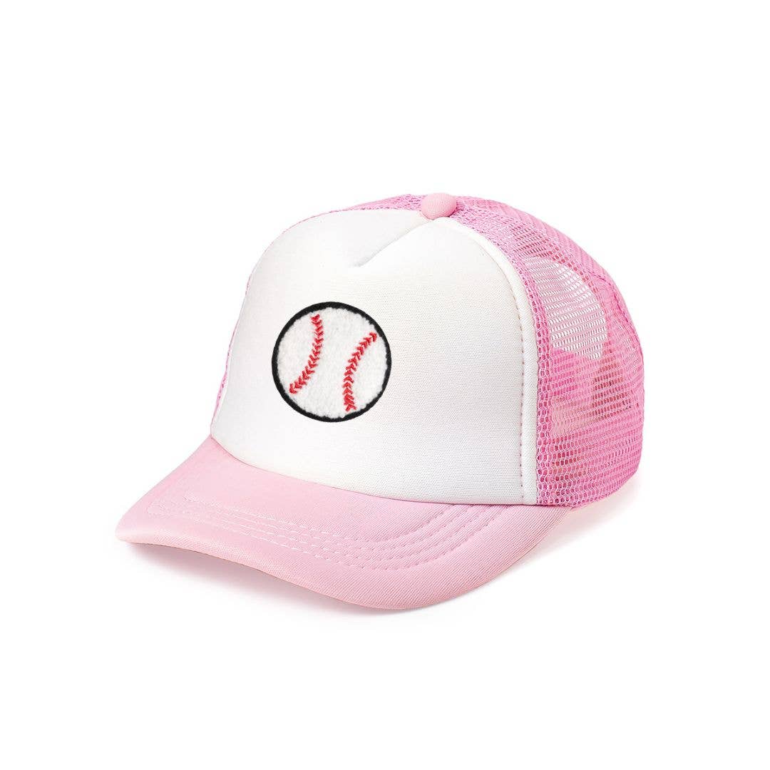 Baseball Patch Trucker Hat - Kids Spring Hat - Sports - Pink