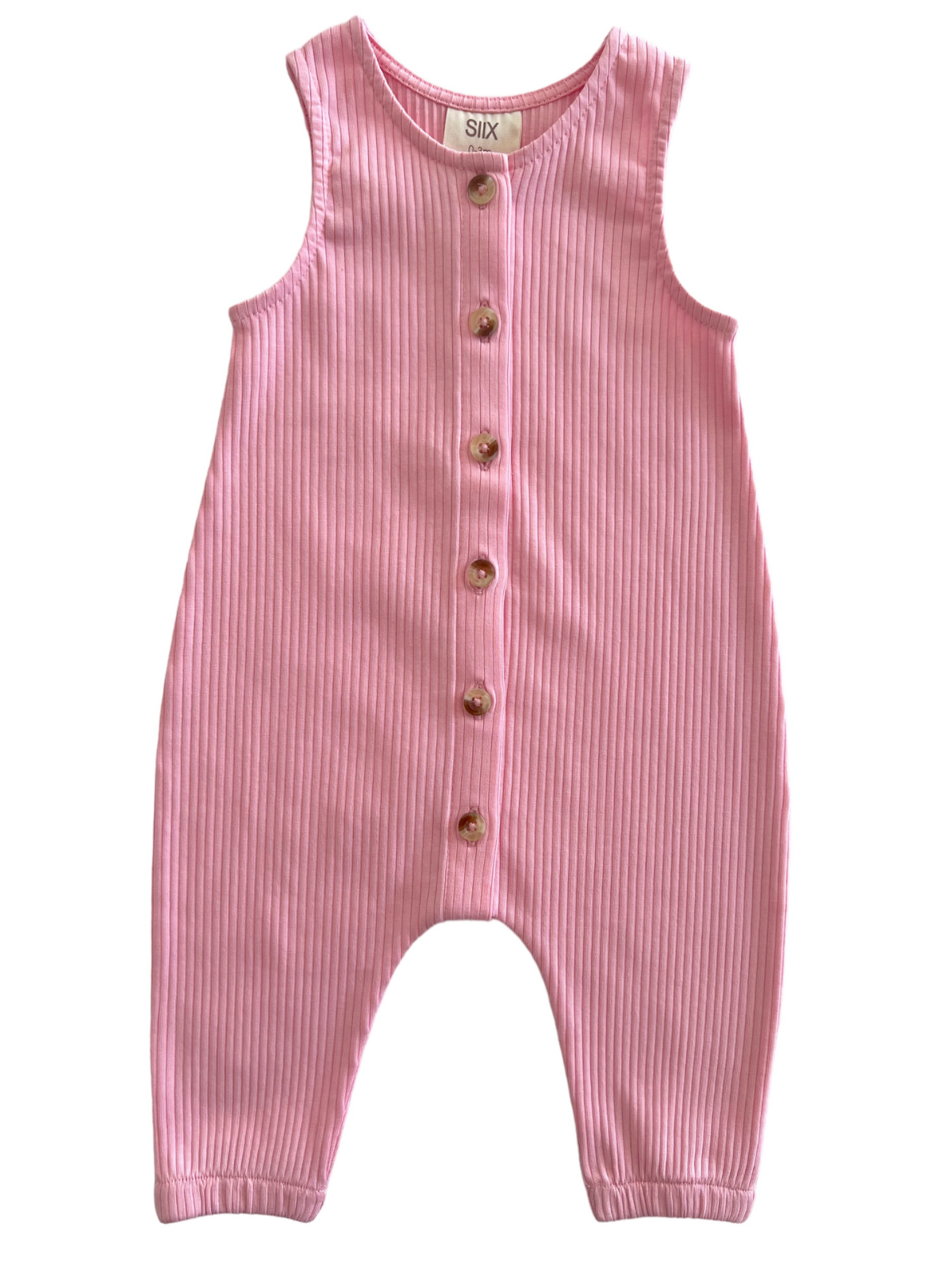 Pink / Organic Ribbed Bay Jumpsuit (Baby - Kids)