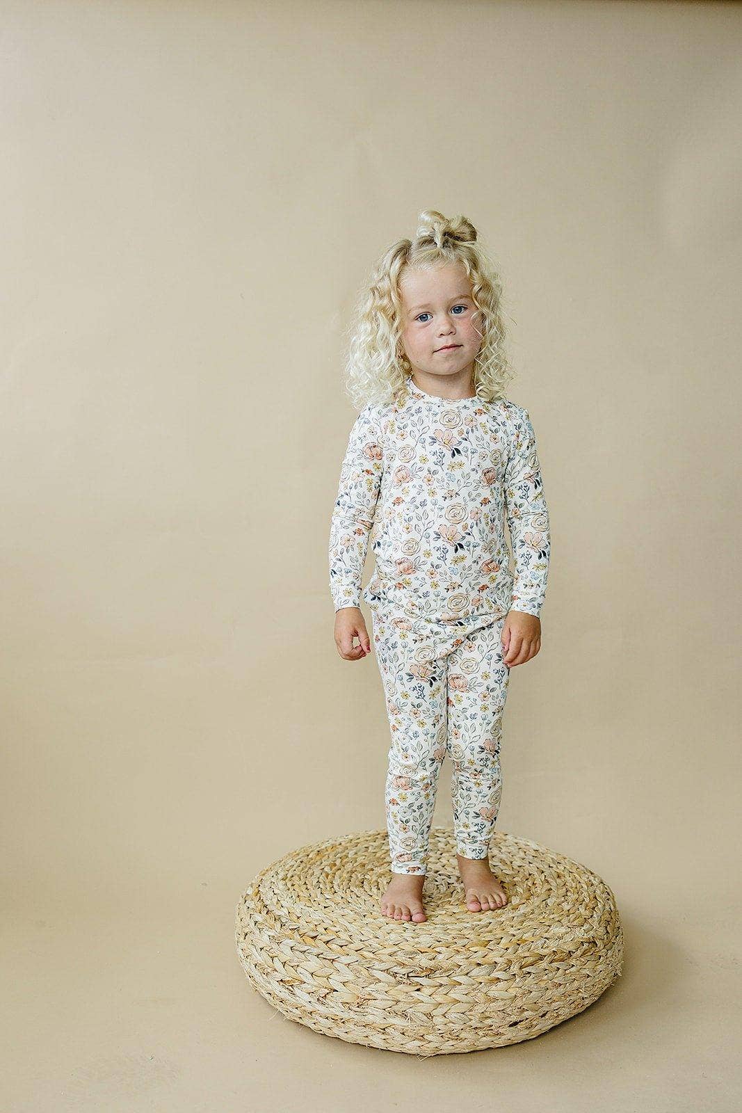 Pastel Petals 2pc Modal Pajamas - Floral Toddler Girl PJ Set