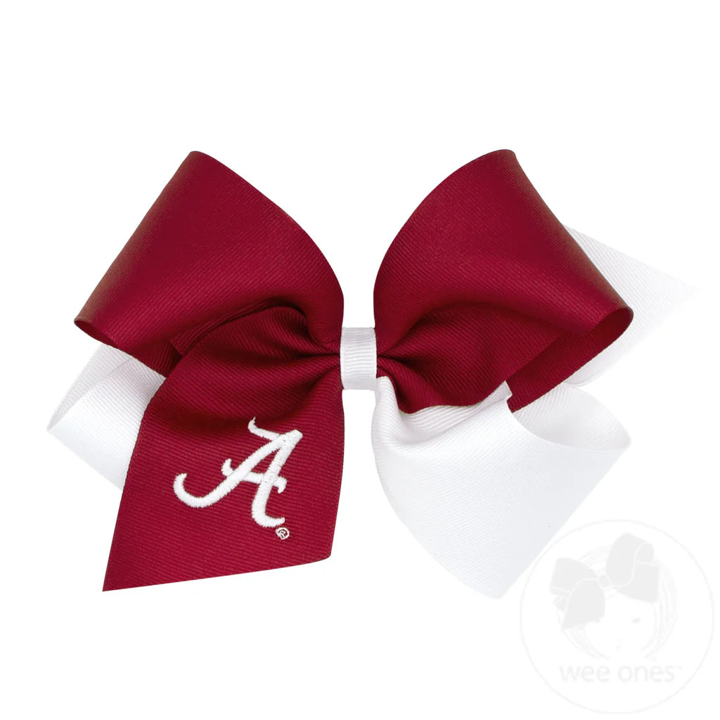 Medium Two-tone Collegiate Embroidered Grosgrain Hair Bow