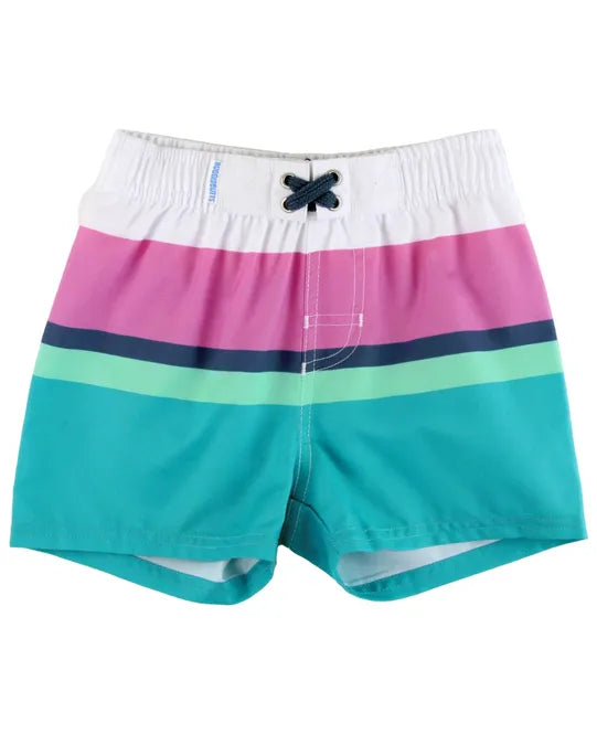 Aqua Color Block Swim Trunks