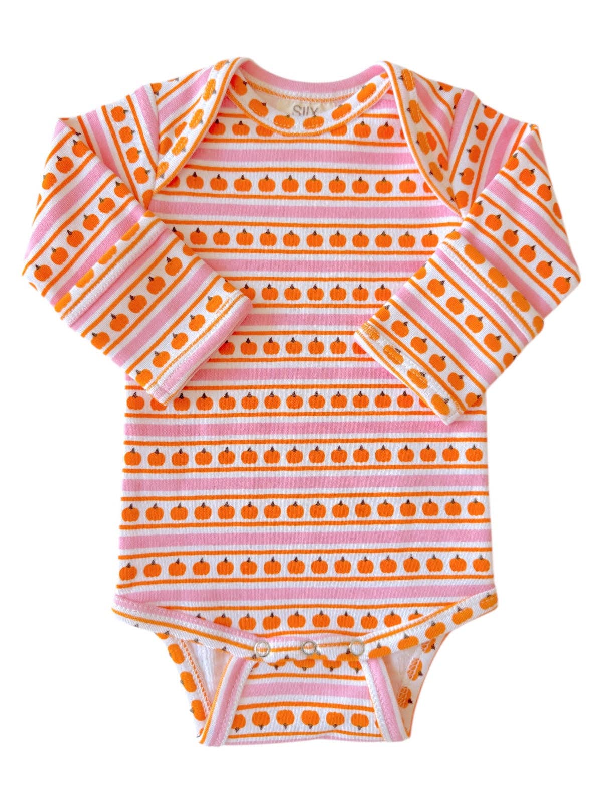 Pumpkin Stripe Pink / Organic Long Sleeve Bodysuit