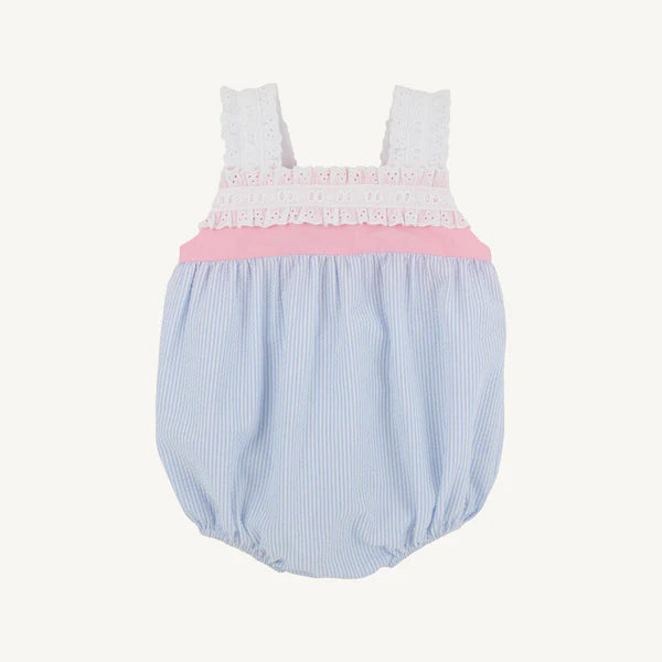 Babs Bubble-Blue Seersucker with Sandpearl Pink