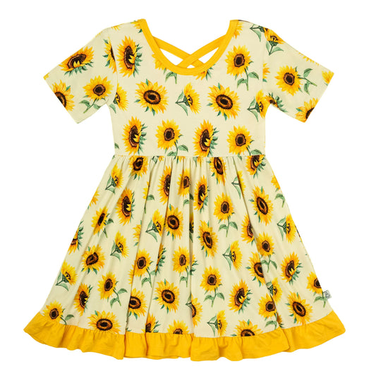 Sunflowers | Toddler & Girls Bamboo Ruffle Twirl Dress