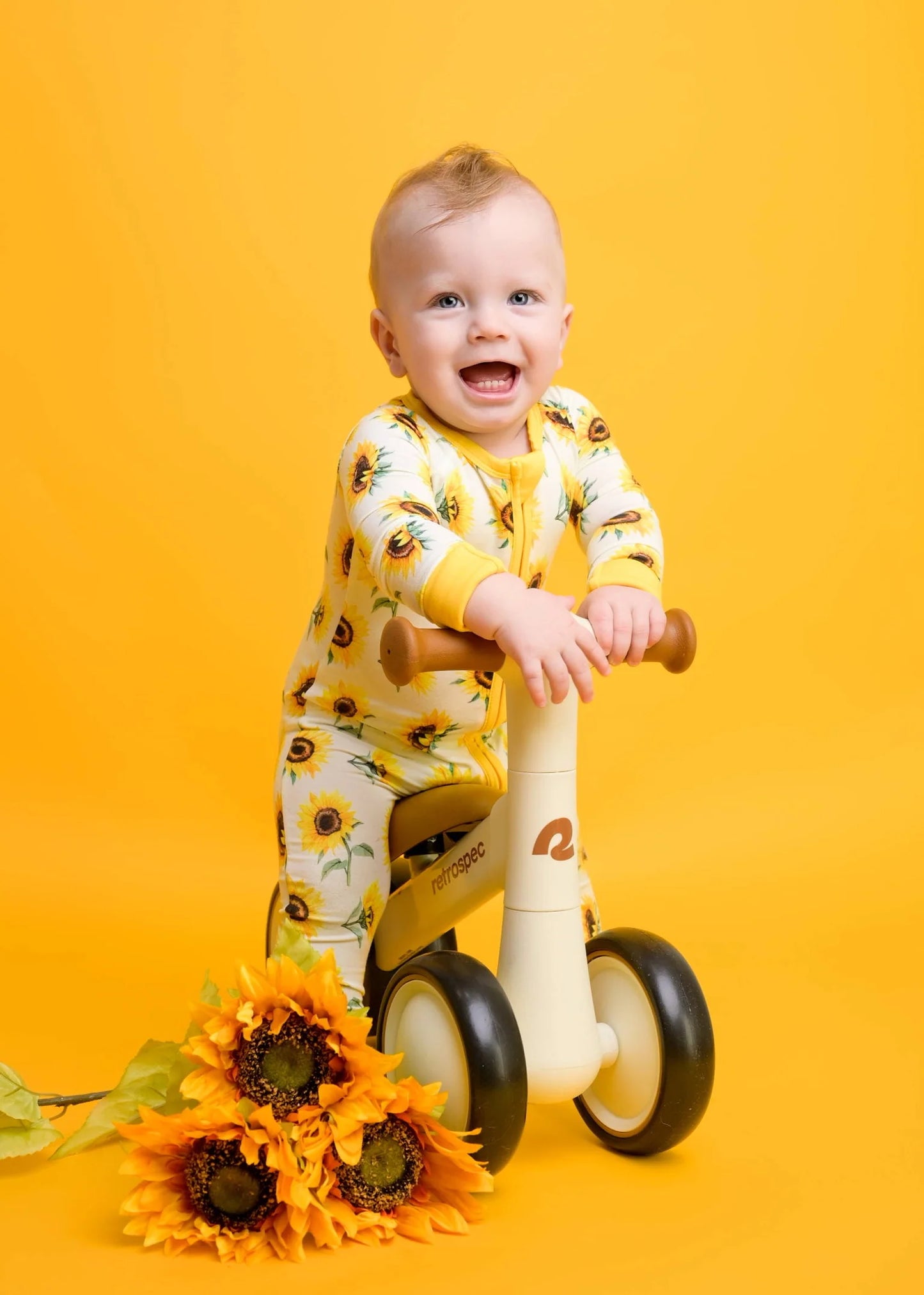 Sunflowers | Convertible Bamboo Zipper Baby Pajamas