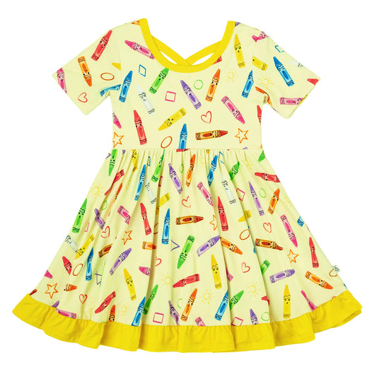 Crayon Crew | Toddler & Girls Bamboo Ruffle Twirl Dress