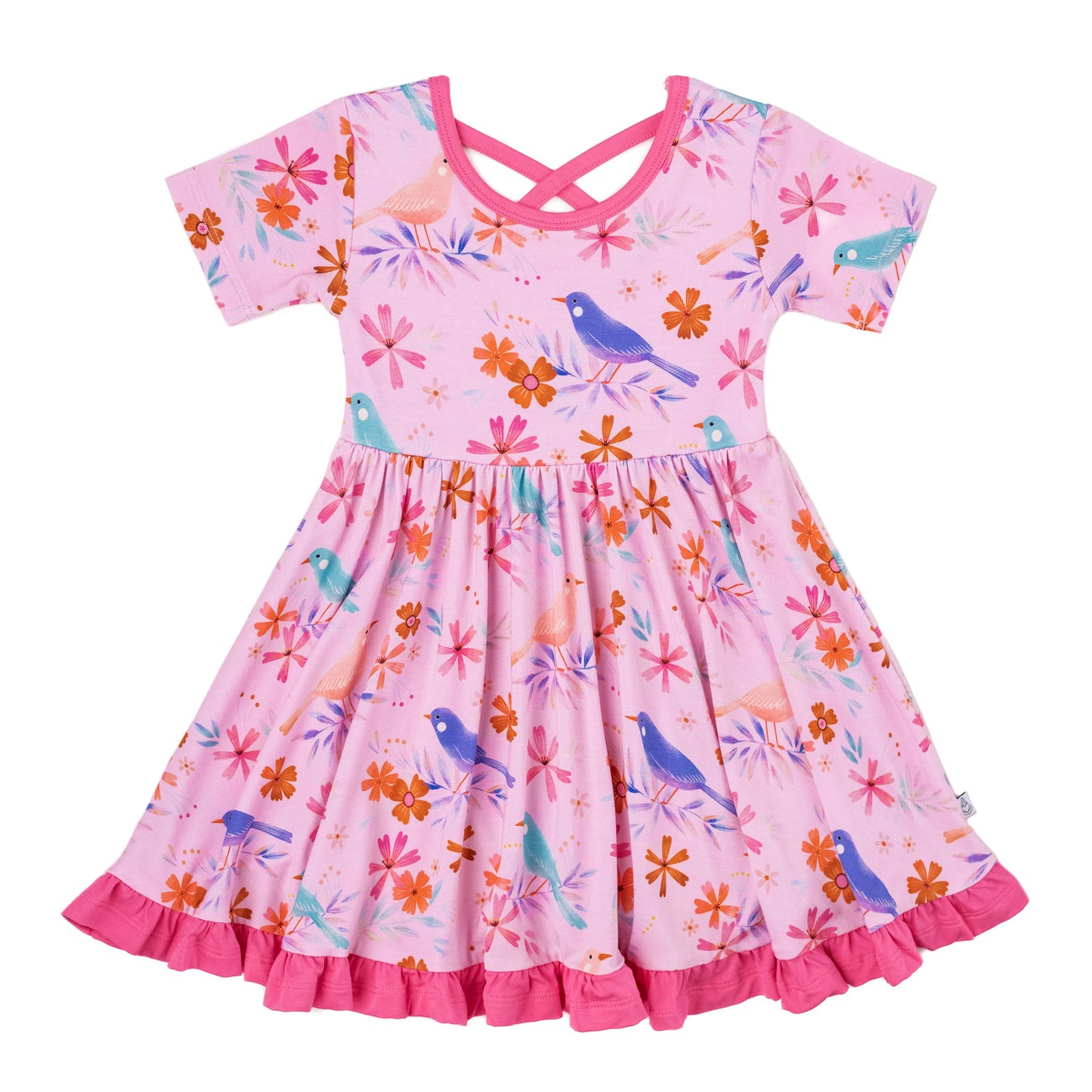 Blooming Birds | Toddler & Girls Bamboo Ruffle Twirl Dress