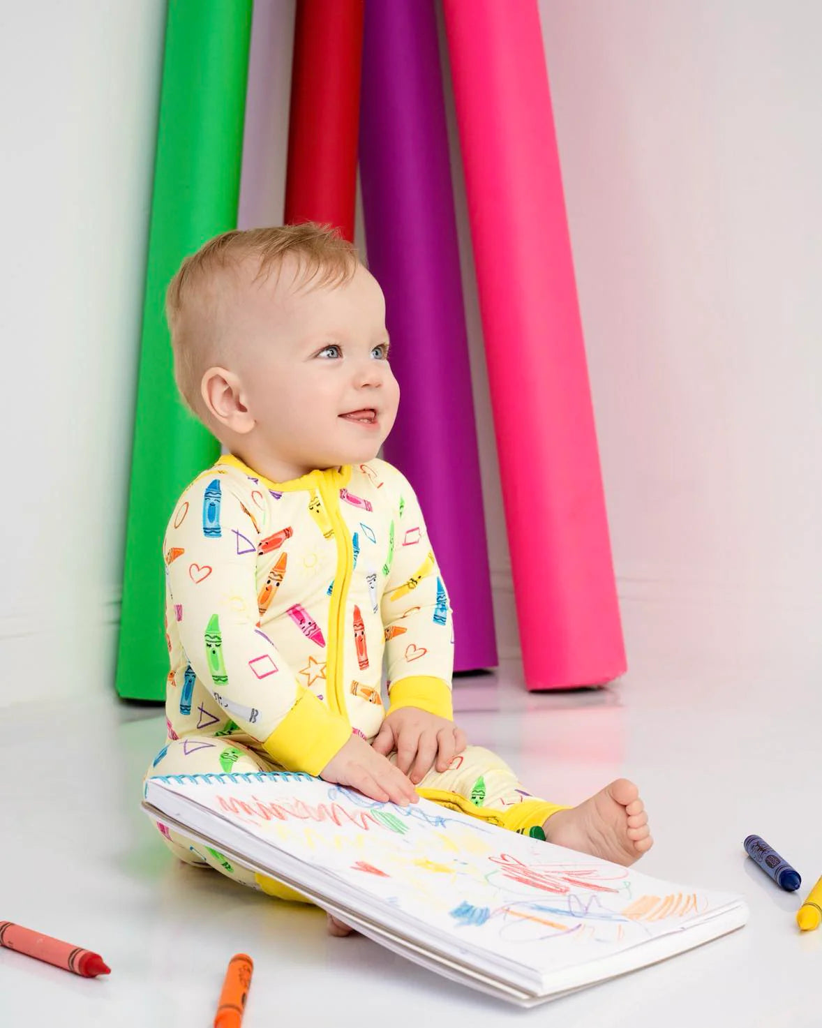 Crayon Crew | Convertible Bamboo Zipper Baby Pajamas