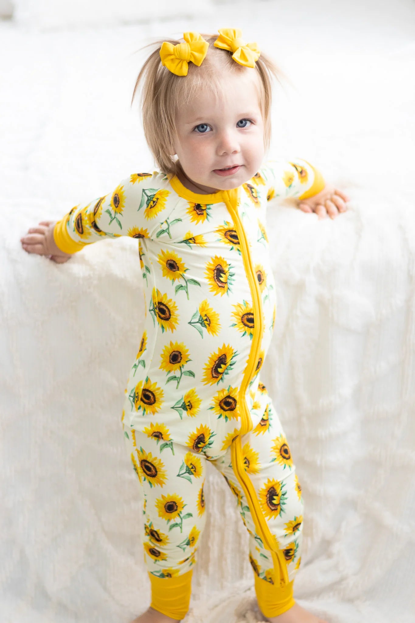 Sunflowers | Convertible Bamboo Zipper Baby Pajamas