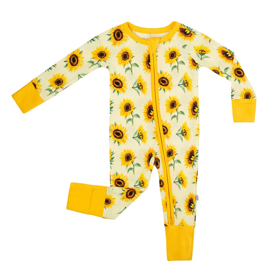 Sunflowers | Convertible Bamboo Zipper Baby Pajamas