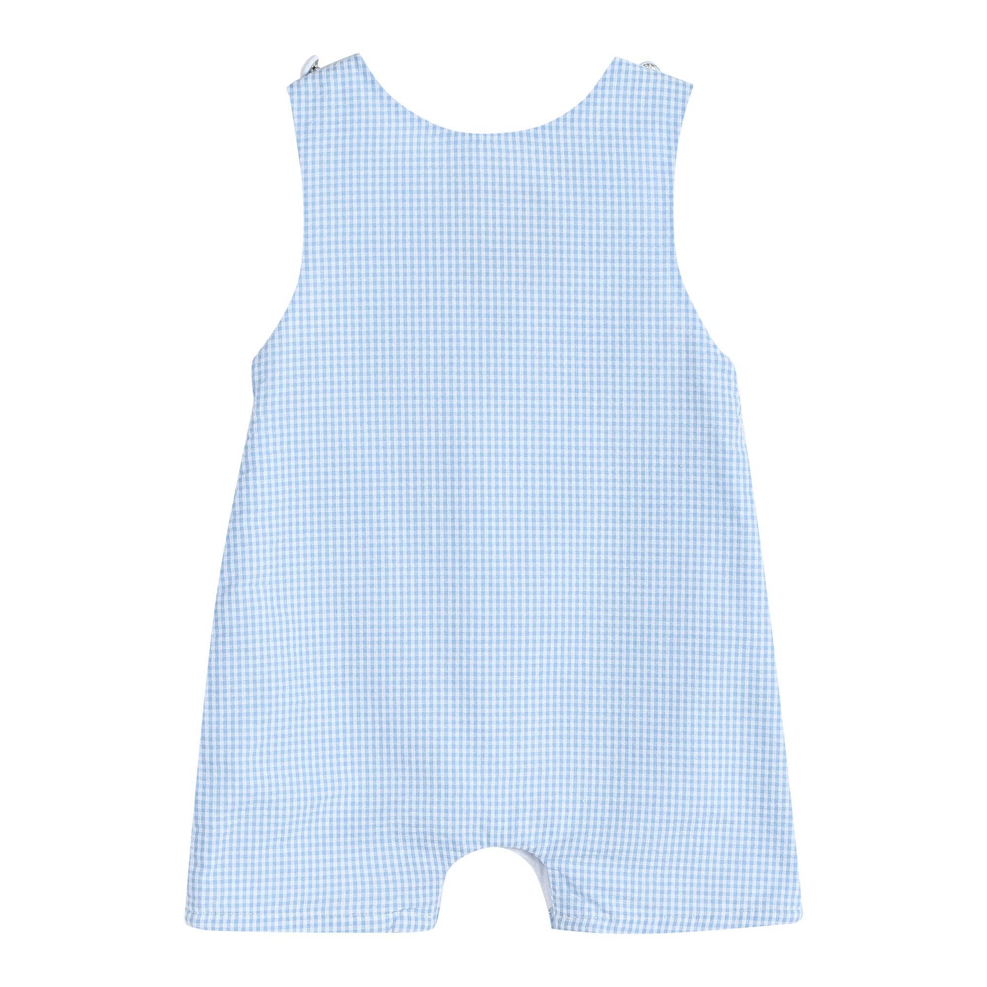 Blue Gingham Easter Bunny Smocked Shortalls