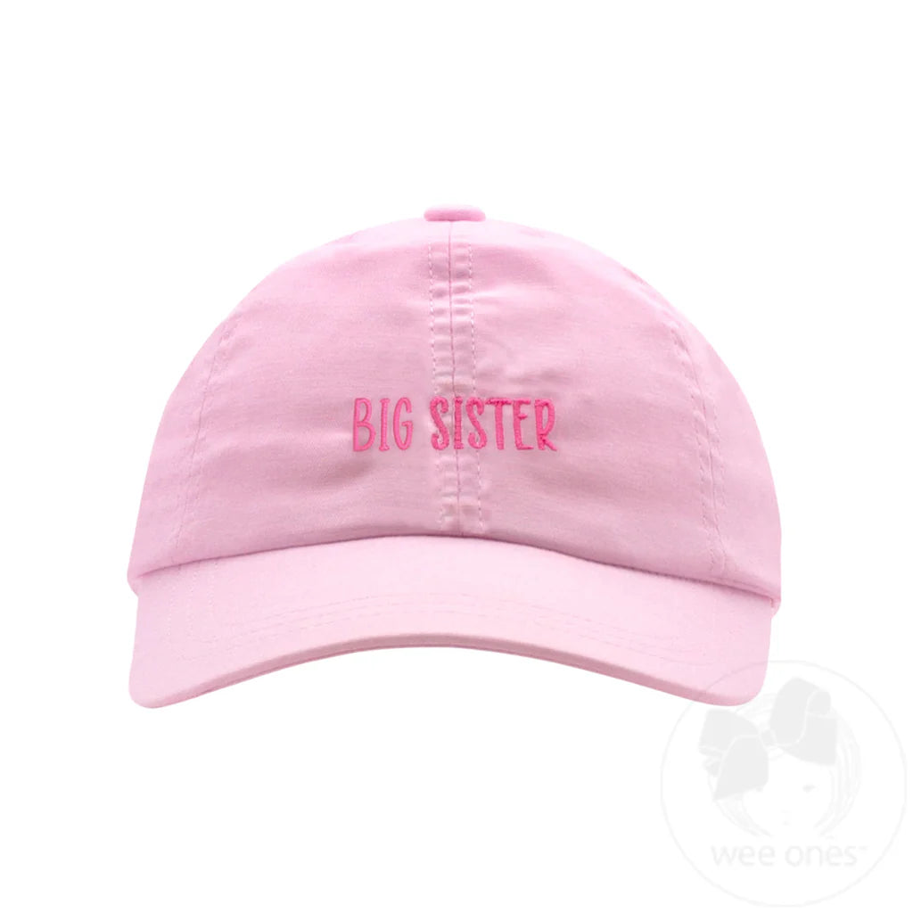 Girls Embroidered "Big Sister" Twill Chambray Ball Cap