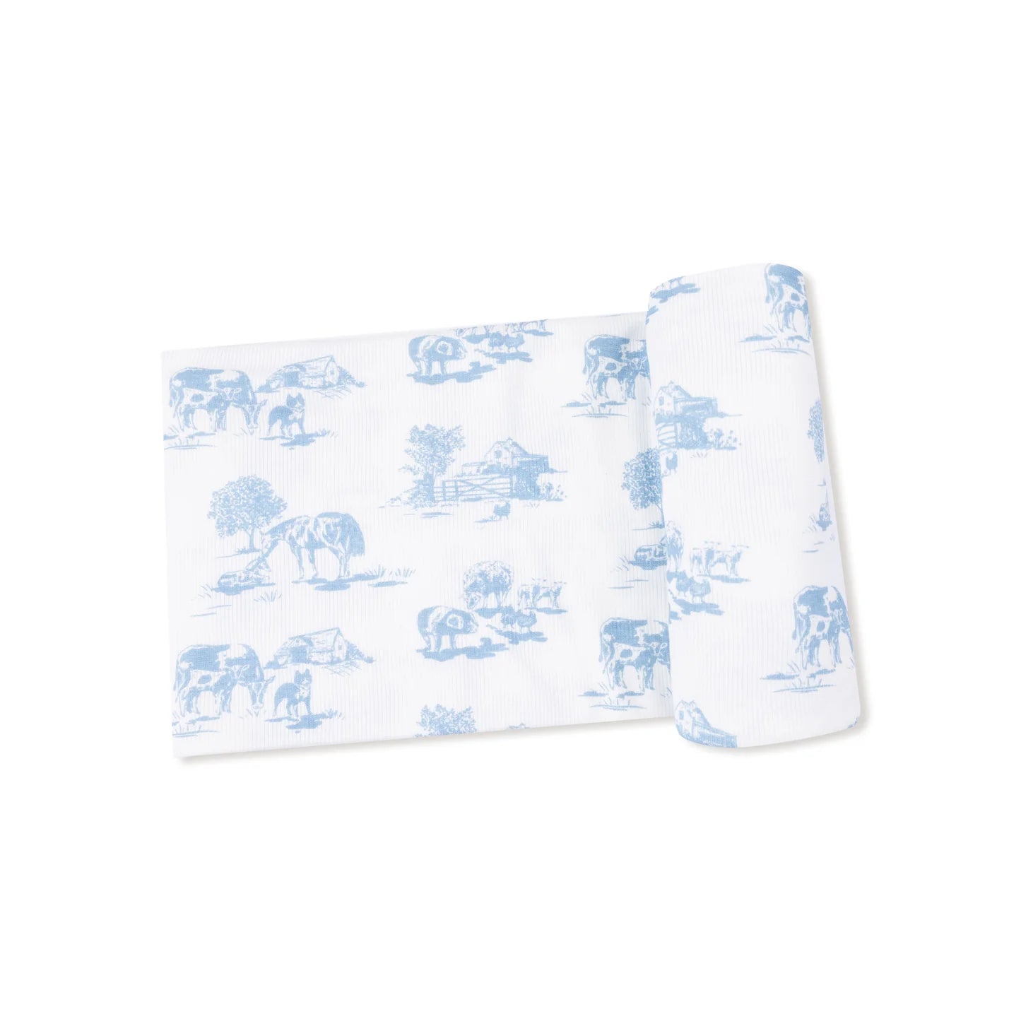 Farm Toile - Blue Swaddle Blanket