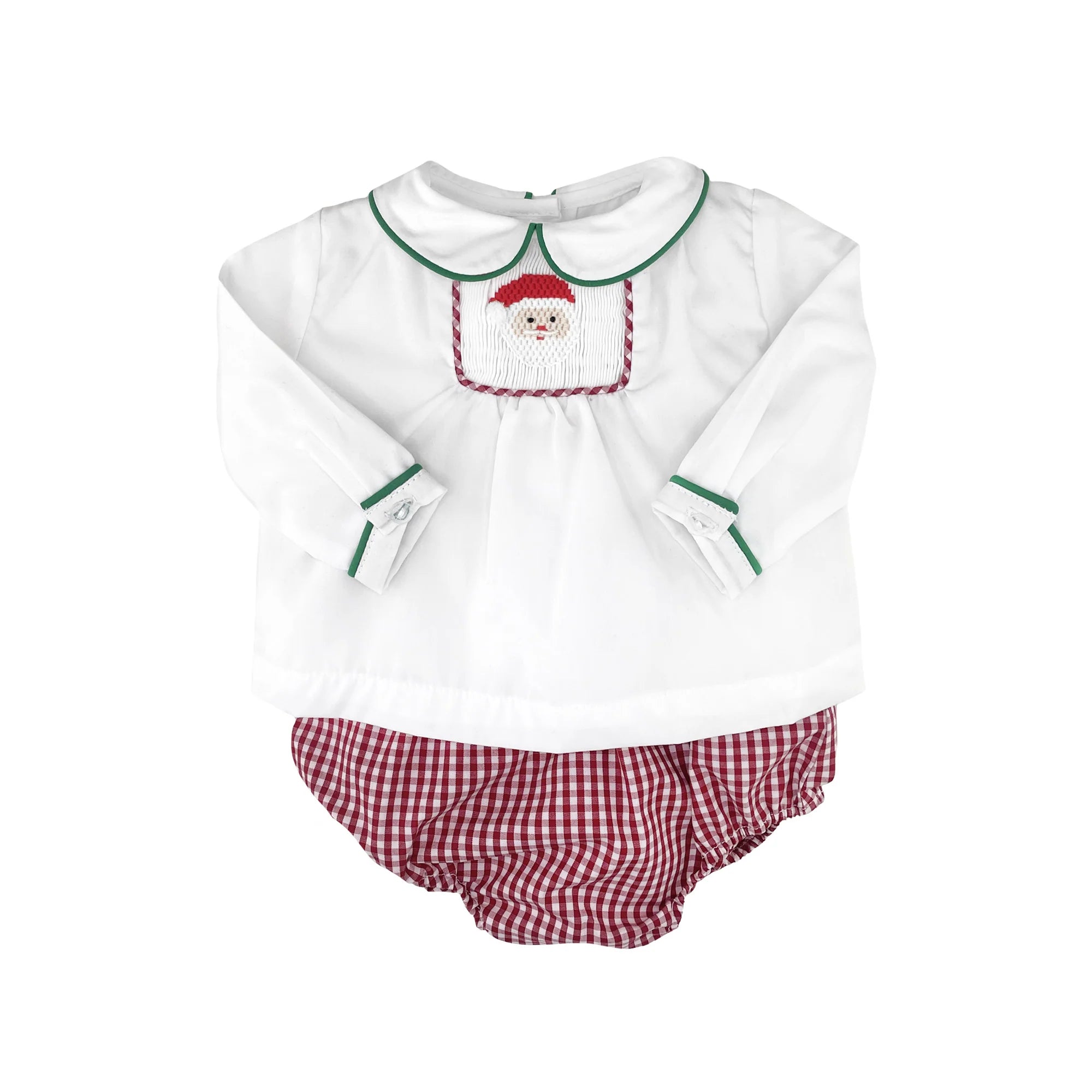 Santa Diaper Set with Hand Picture Smocking