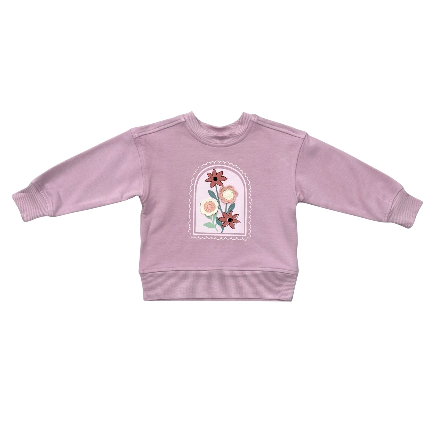 Boxy Sweatshirt-Crochet Flower