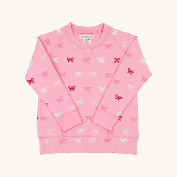 Cassidy Comfy Crewneck - Bitty Bows with Hampton Hot Pink