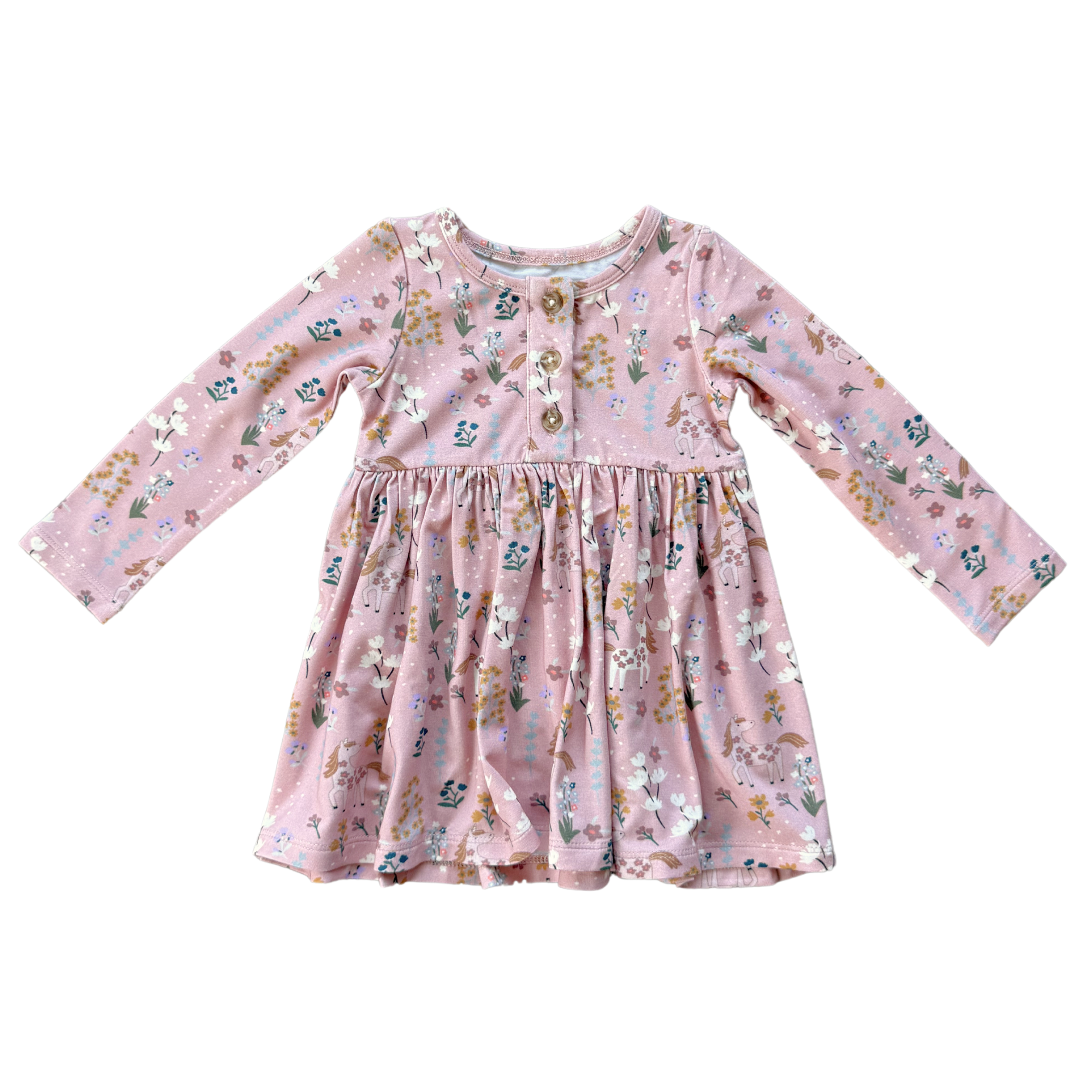 Long Sleeve Henley Dress Bamboo