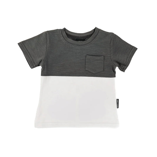 Colorblock Tee- Charcoal