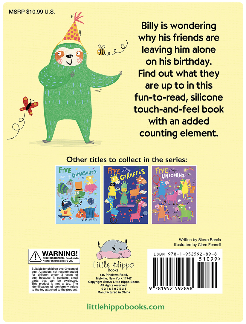 Five Silly Sloths- Silicone Touch and Feel Board Book - Counting