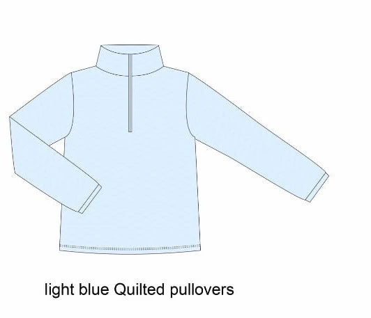 1/4 Zip Quilted Pullover- Light Blue