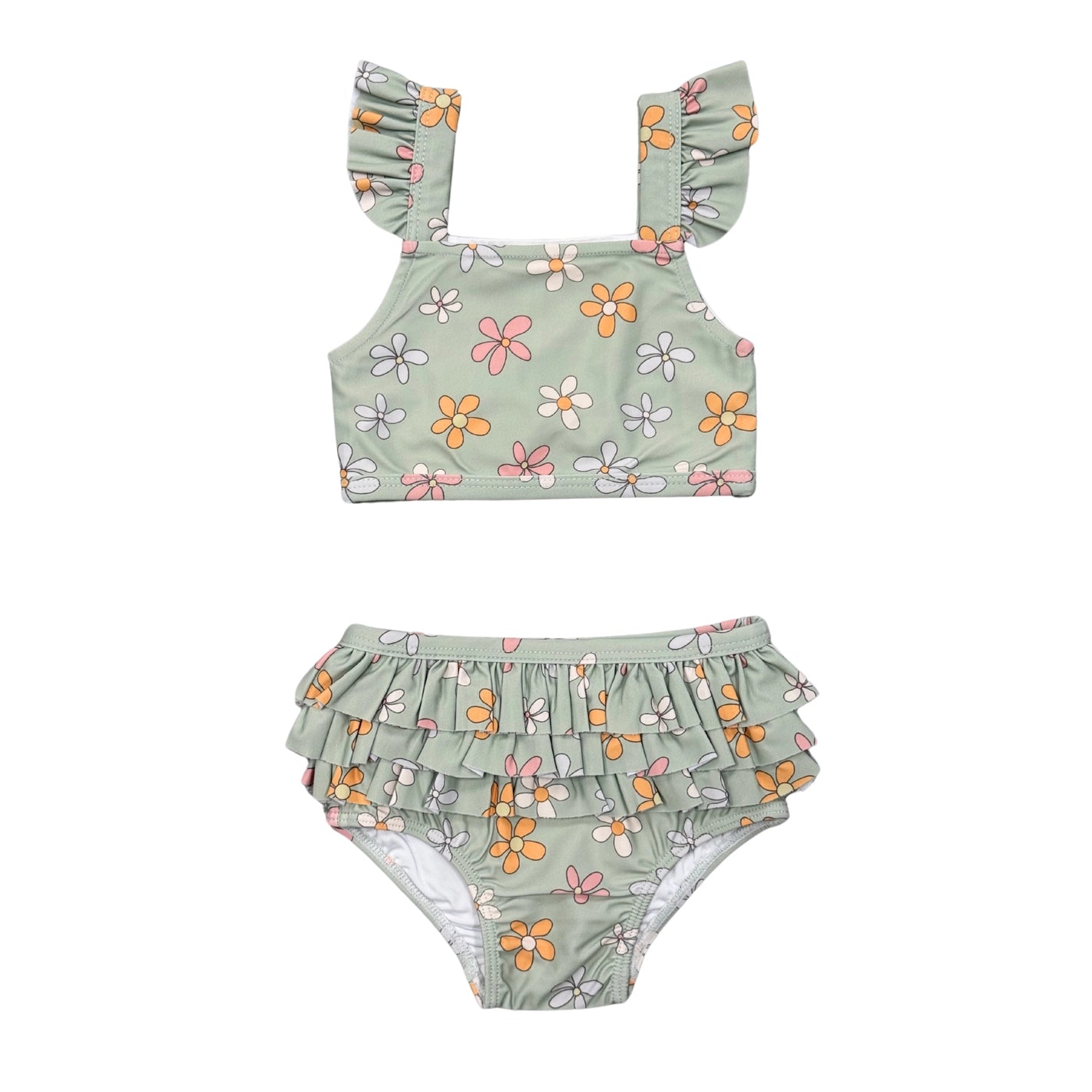 Girl's Two-Piece Swimsuit-Sketched Daisy