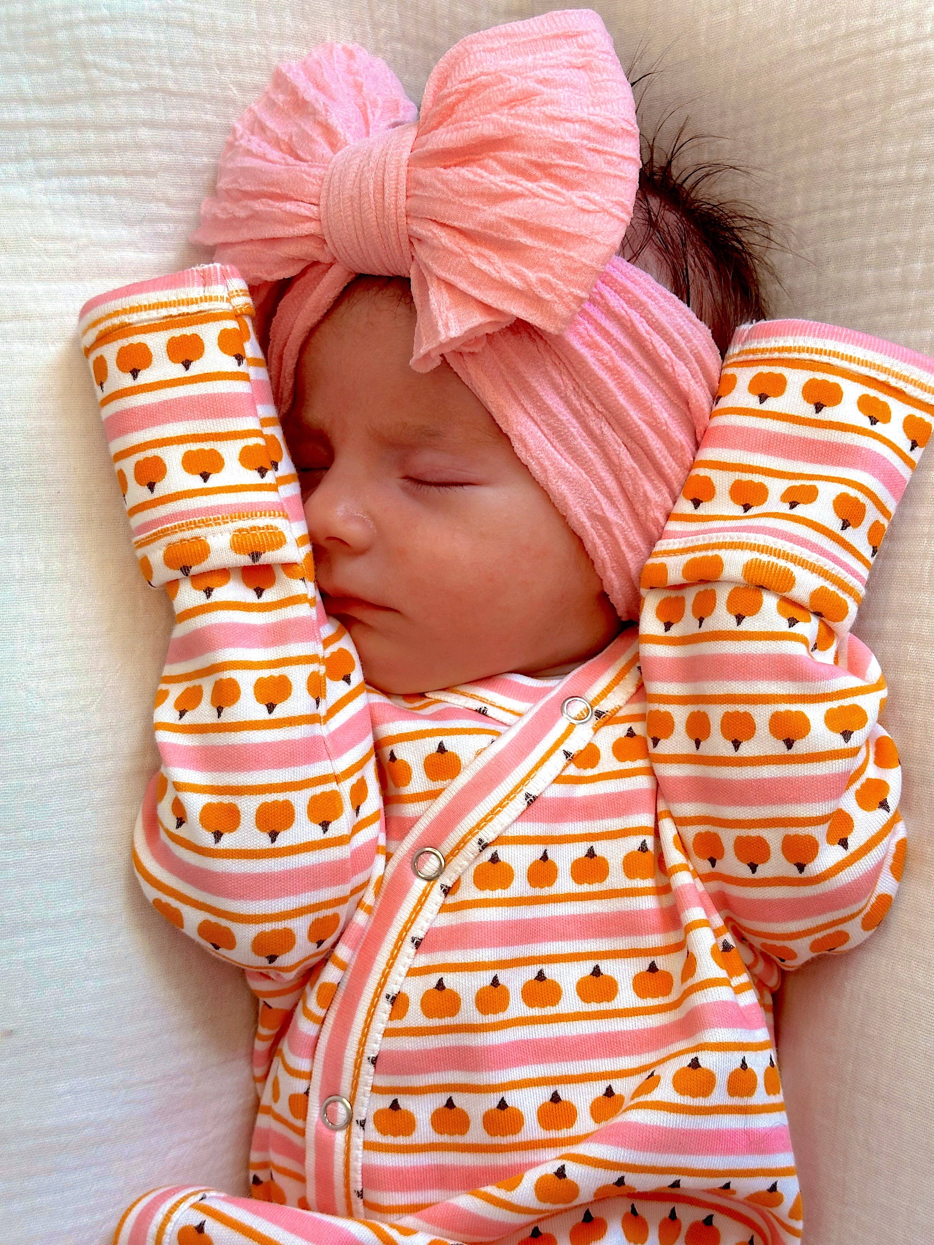 Pumpkin Stripe Pink / Organic Gown