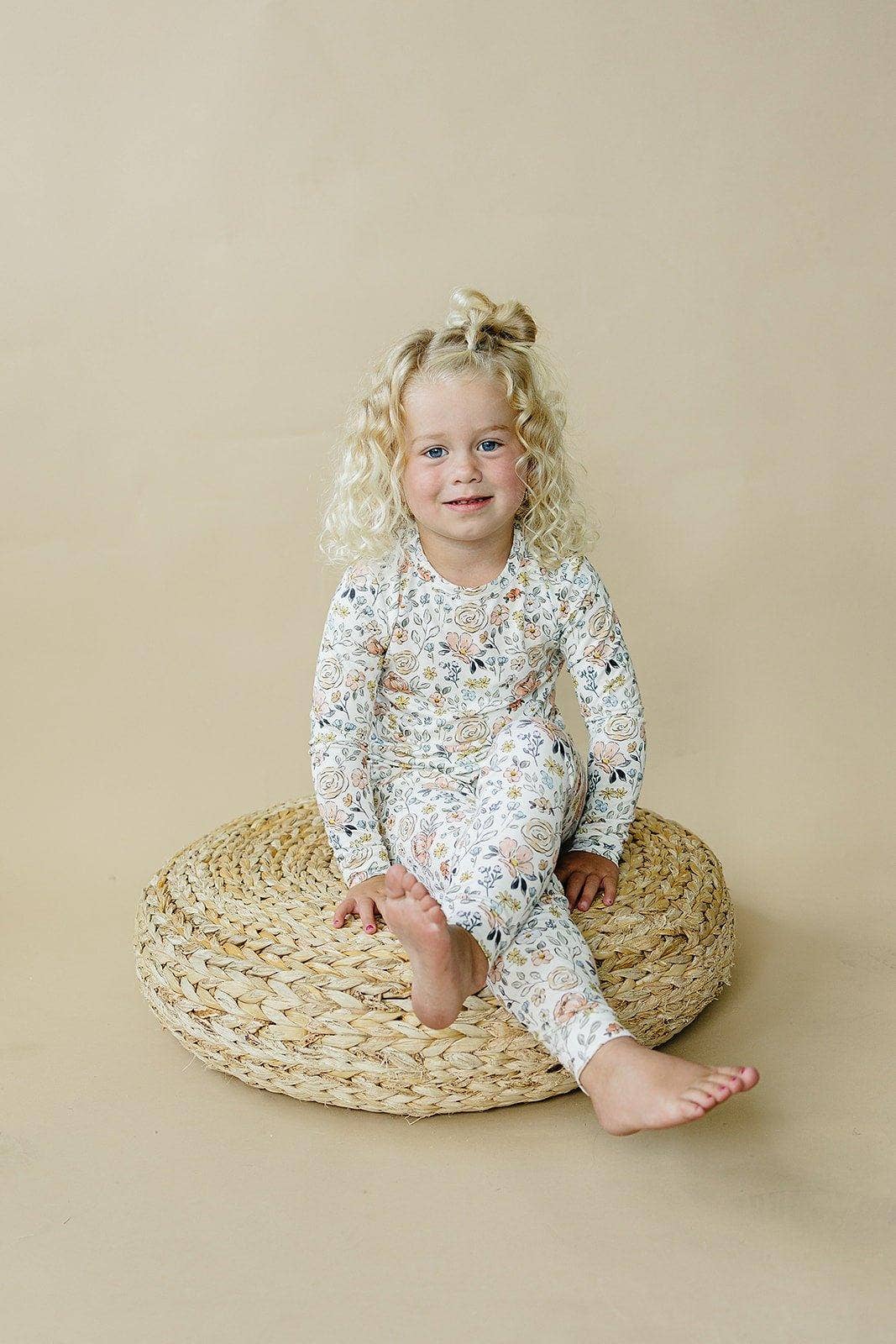 Pastel Petals 2pc Modal Pajamas - Floral Toddler Girl PJ Set